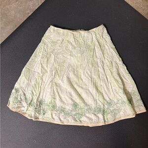 2000s Gianni Bini Cream and Green A-Line Skirt